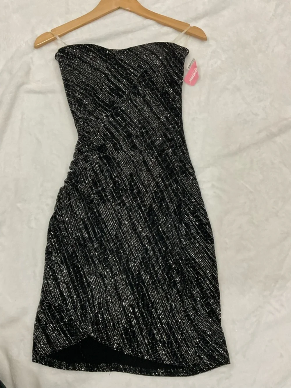 Black Shimmer Bodycon Dress - Women's Evening Dress - Picture 2 of 10